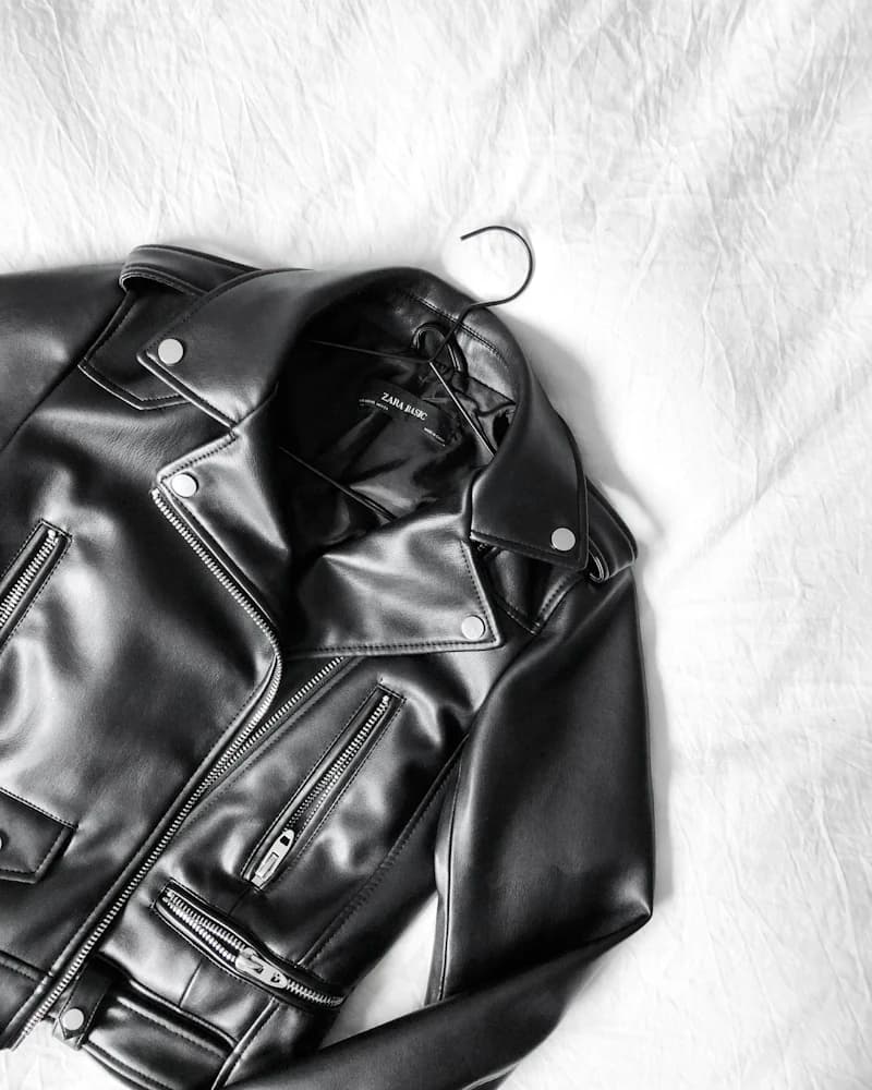 Leather biker jacket — Black, image 1 of 2