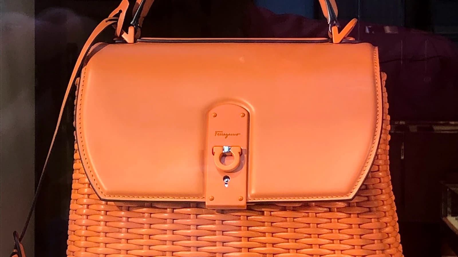 A woven leather market bag